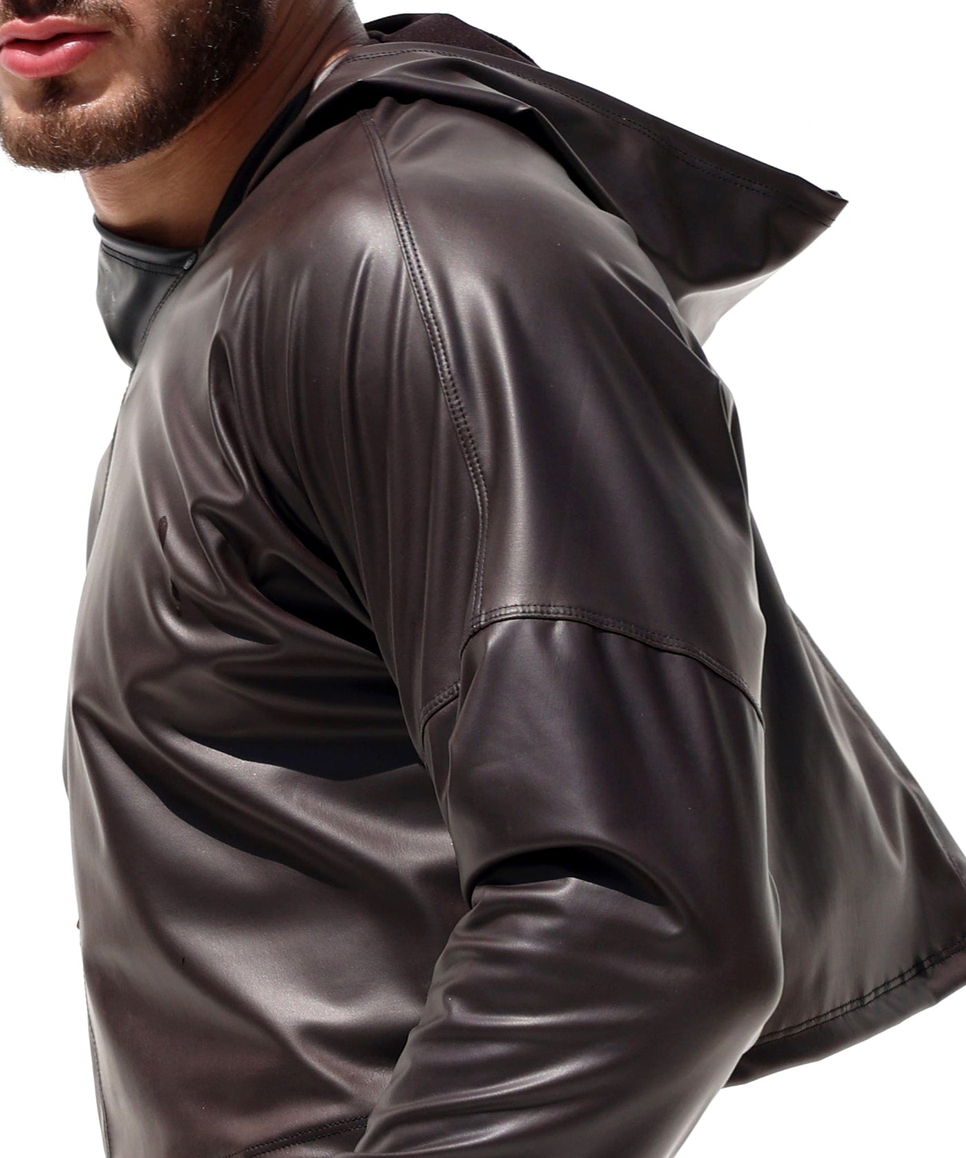 Hashish Goopy RUFSKIN® BUSBY HASHISH Stretch Vegan Leather Cropped Asymmetrical Hoodie