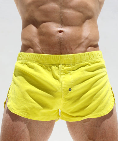 RUFSKIN® LEE YELLOW Stretch Velour Beachwear Shorts / Swimwear Cover Up