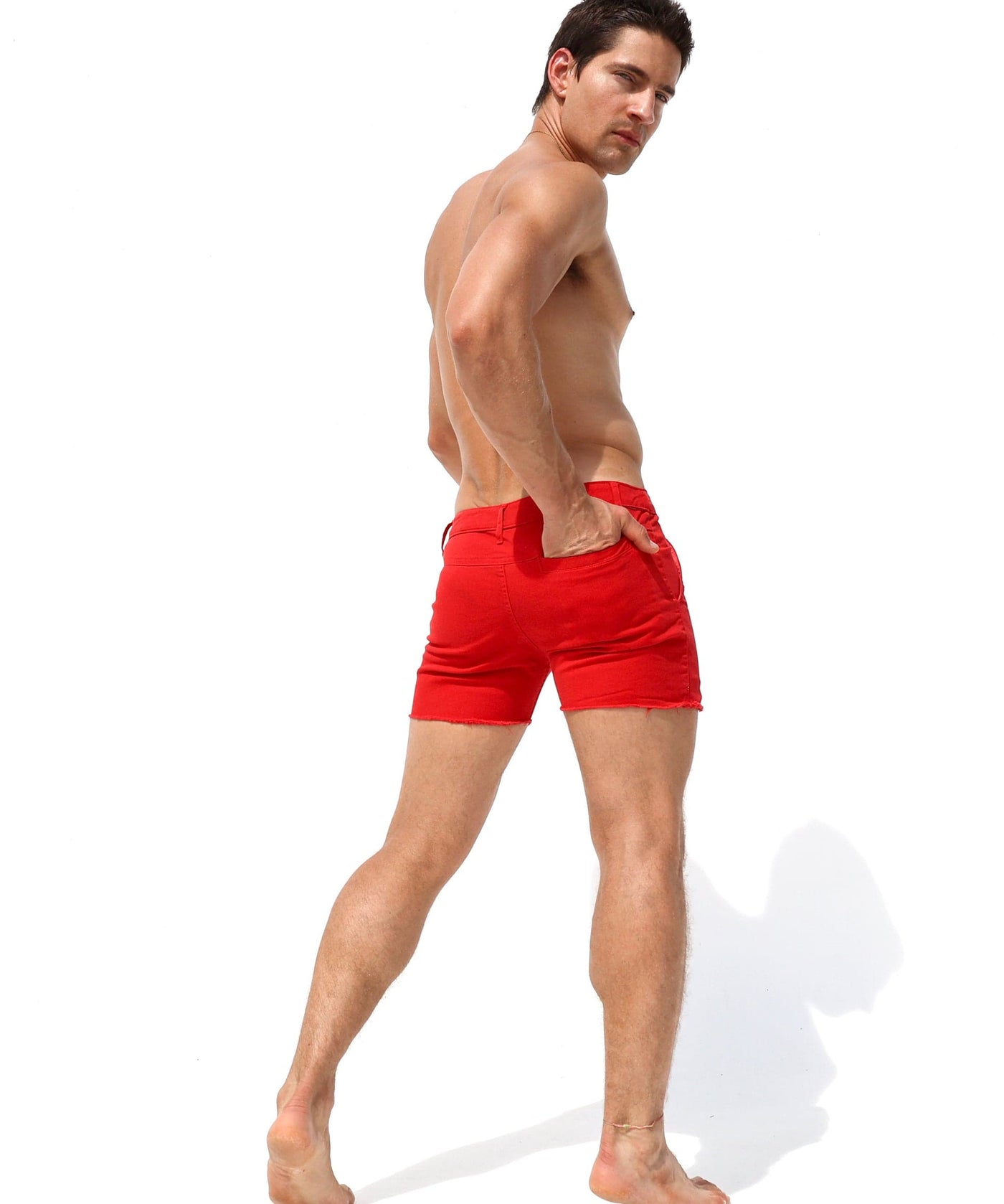 RUFSKIN® MARIN RED Stretch Cotton Denim Cut-Off Short