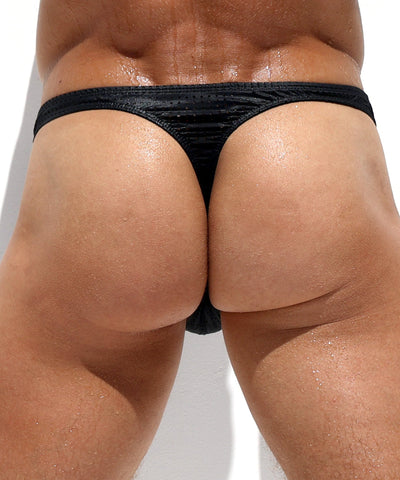 RUFSKIN® ADRIAN BLACK Perforated Stretch-Nylon Thong / T-Back Underwear