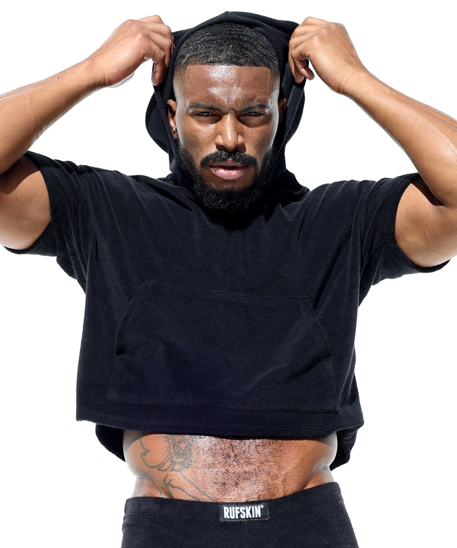 RUFSKIN® GAGE BLACK Loop Terry Cloth Cropped Hoodie